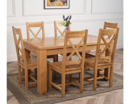 That's Furniture Dakota 152 X 87 Cm Chunky Medium Oak Dining Table And 6 Chairs Dining Set With Berkeley Chairs - thumbnail 3