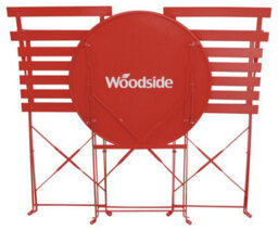Woodside Aylsham Outdoor Garden Patio Folding Table & Chair Bistro Set, Red - thumbnail 3