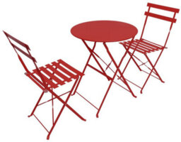 Woodside Aylsham Outdoor Garden Patio Folding Table & Chair Bistro Set, Red - thumbnail 2