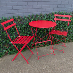 Woodside Aylsham Outdoor Garden Patio Folding Table & Chair Bistro Set, Red - thumbnail 1