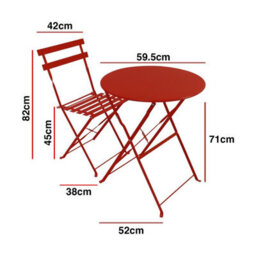 Woodside Aylsham Outdoor Garden Patio Folding Table & Chair Bistro Set, Red - thumbnail 4