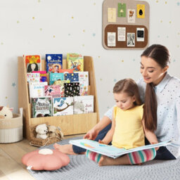 Costway 4-Tier Kids Bookshelf Front Facing Children Bookcase Magazine Storage Rack Natural - thumbnail 8