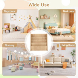Costway 4-Tier Kids Bookshelf Front Facing Children Bookcase Magazine Storage Rack Natural - thumbnail 7
