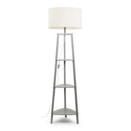 Valuelights Hiru Grey 3 Tier Shelf Floor Lamp With Cream Boucle Shade - thumbnail 6
