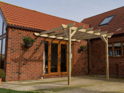 Arbor Garden Solutions Lean To Wooden Garden Pergola Kit - Corbel Design Wall Mounted Gazebo, 3.6M X 4.8M (Natural Finish) - thumbnail 6