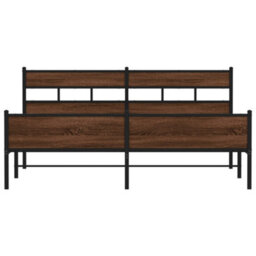 Berkfield Metal Bed Frame Without Mattress Brown Oak 180X200 Cm Super King - thumbnail 4
