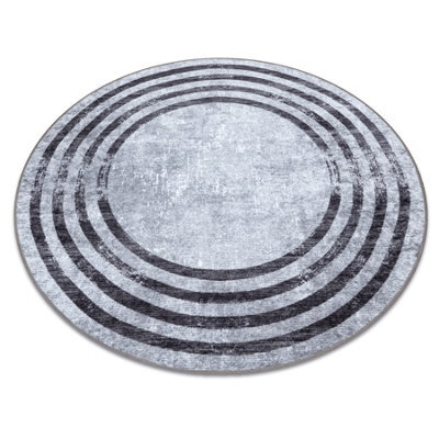 RugsX Miro 51231.806 Circle Washing Carpet Lines Anti-Slip - Grey / Black Circle 80 Cm - image 1