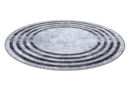RugsX Miro 51231.806 Circle Washing Carpet Lines Anti-Slip - Grey / Black Circle 80 Cm - thumbnail 3