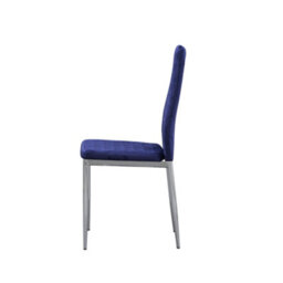 Mihomeuk Allie Set Of 6 Blue Plush Velvet Dining Chairs With Steel Legs - thumbnail 4