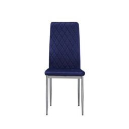Mihomeuk Allie Set Of 6 Blue Plush Velvet Dining Chairs With Steel Legs - thumbnail 3