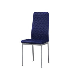 Mihomeuk Allie Set Of 6 Blue Plush Velvet Dining Chairs With Steel Legs - thumbnail 2