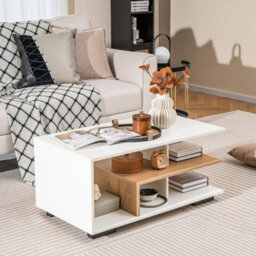 Rectangular Coffee Table Industrial 3-Tier Center Table Geometric Table W/shelf - thumbnail 6