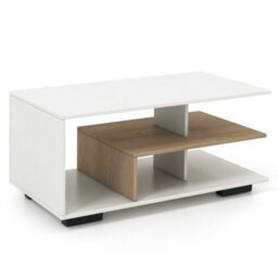 Rectangular Coffee Table Industrial 3-Tier Center Table Geometric Table W/shelf - thumbnail 1