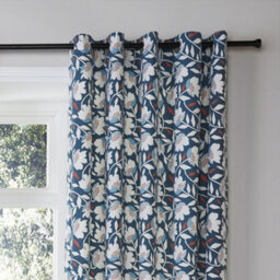 Fusion Luna 100% Cotton Pair Of Teal Eyelet Curtains - thumbnail 2