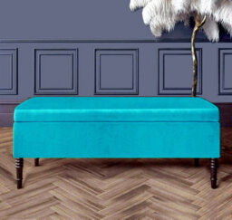 Paris Plain 90Cm Ottoman Storage Bench - Plush Velvet Shoe Bench - Teal Upholstery Footstool With Storage