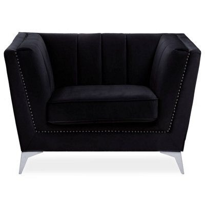 Orsina Black Velvet Chair, Comfortable Velvet Desk Chair, Backrest Velvet Armchair, Cozy Armchair - image 1