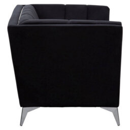 Orsina Black Velvet Chair, Comfortable Velvet Desk Chair, Backrest Velvet Armchair, Cozy Armchair - thumbnail 3