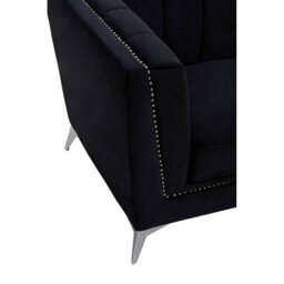 Orsina Black Velvet Chair, Comfortable Velvet Desk Chair, Backrest Velvet Armchair, Cozy Armchair - thumbnail 7