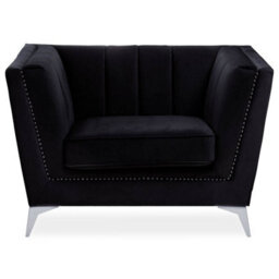 Orsina Black Velvet Chair, Comfortable Velvet Desk Chair, Backrest Velvet Armchair, Cozy Armchair