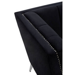 Orsina Black Velvet Chair, Comfortable Velvet Desk Chair, Backrest Velvet Armchair, Cozy Armchair - thumbnail 5