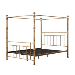 SlumberWorx Welwyn Vintage Victorian 4 Poster Antique Brass Metal Bed Frame - Small Double/double/king - thumbnail 6