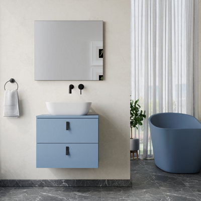 Banyetti Invicta 600mm Wall Hung Vanity Unit With Matching Worktop - Powder Blue - image 1