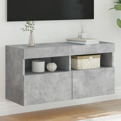 Berkfield Tv Wall Cabinet With Led Lights Concrete Grey 80X30X40 Cm - image 1