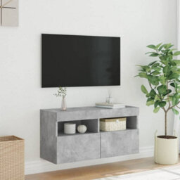 Berkfield Tv Wall Cabinet With Led Lights Concrete Grey 80X30X40 Cm - thumbnail 5