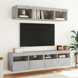 Berkfield Tv Wall Cabinet With Led Lights Concrete Grey 80X30X40 Cm - thumbnail 6