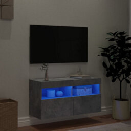 Berkfield Tv Wall Cabinet With Led Lights Concrete Grey 80X30X40 Cm - thumbnail 4