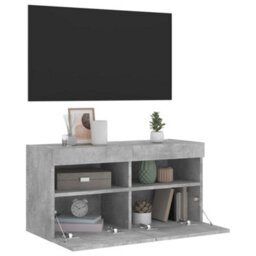 Berkfield Tv Wall Cabinet With Led Lights Concrete Grey 80X30X40 Cm - thumbnail 7