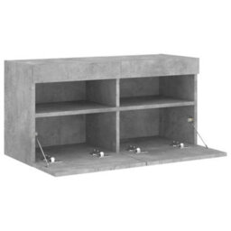 Berkfield Tv Wall Cabinet With Led Lights Concrete Grey 80X30X40 Cm - thumbnail 8