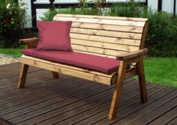 Charles Taylor Trading Three Seater Winchester Bench With Burgundy Cushions - Fully Assembled W170 X D74 X H98 - thumbnail 4