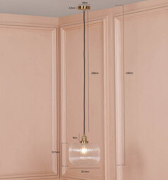 Brushed Brass Fluted Glass Pendant Ceiling Light - thumbnail 6