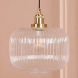 Brushed Brass Fluted Glass Pendant Ceiling Light - thumbnail 4