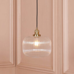 Brushed Brass Fluted Glass Pendant Ceiling Light - thumbnail 1