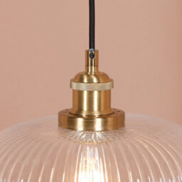 Brushed Brass Fluted Glass Pendant Ceiling Light - thumbnail 2