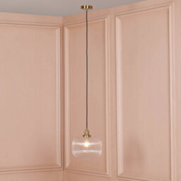 Brushed Brass Fluted Glass Pendant Ceiling Light - thumbnail 3