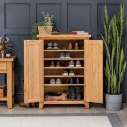 The Furniture Market Cheshire Oak Shoe Storage Cupboard - thumbnail 4