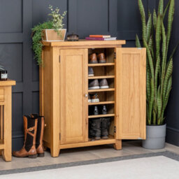The Furniture Market Cheshire Oak Shoe Storage Cupboard - thumbnail 2