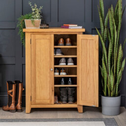 The Furniture Market Cheshire Oak Shoe Storage Cupboard - thumbnail 1