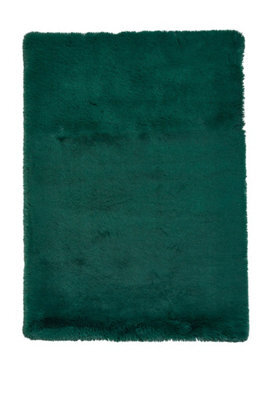 Jewel Green Shaggy Rug, 80mm Thickness Plain Rug, Anti-Shed Durable Modern Rug For Bedroom, & Dining Room-120Cm X 170Cm - image 1