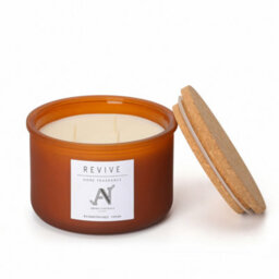Aroma Naturals Citronella, Lime, Eucalyptus Scented Candle -Amber Glass With Cork Lid - thumbnail 2