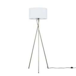 Valuelights Camden Brushed Chrome Tripod Floor Lamp With White Drum Shade - thumbnail 3