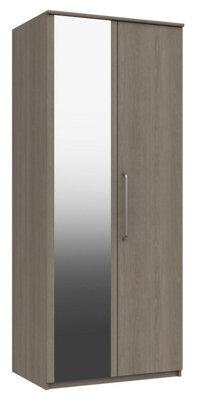 Rochester 2 Door Robe With Mirror - Grey Oak On Express Delivery And Ready Assembled - image 1