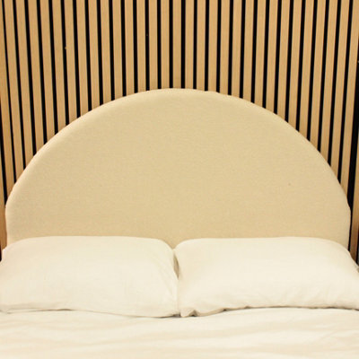 "Urban Textures - Lunara Luxury 20"" High Boucle Fabric Upholstered Round Headboard - Cream" - image 1