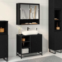Walplus Bathroom Sink Cabinet Black Oak 65 X 33 X 60 Cm Engineered Wood