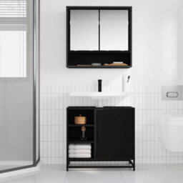 Walplus Bathroom Sink Cabinet Black Oak 65 X 33 X 60 Cm Engineered Wood - thumbnail 4