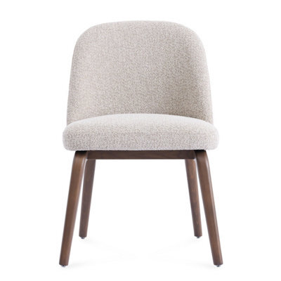 Hearthwood Set Of 2 Beige Bouclé Dining Chairs With Walnut Effect Ash Solid Wood Frame - image 1