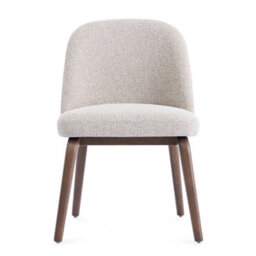Hearthwood Set Of 2 Beige Bouclé Dining Chairs With Walnut Effect Ash Solid Wood Frame